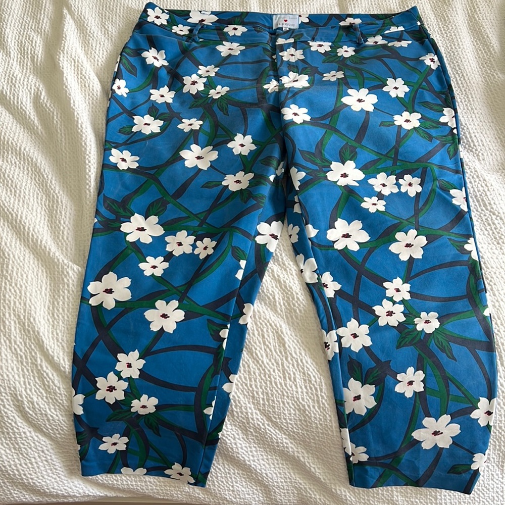 Draper James x Eloquii - Blue Floral Pants